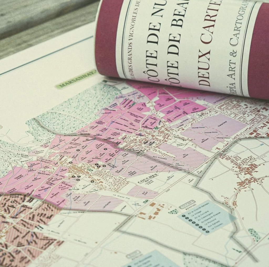 SEPIA ARTS Côte de Beaune & Côte de Nuits Wine Maps (2 Pcs)