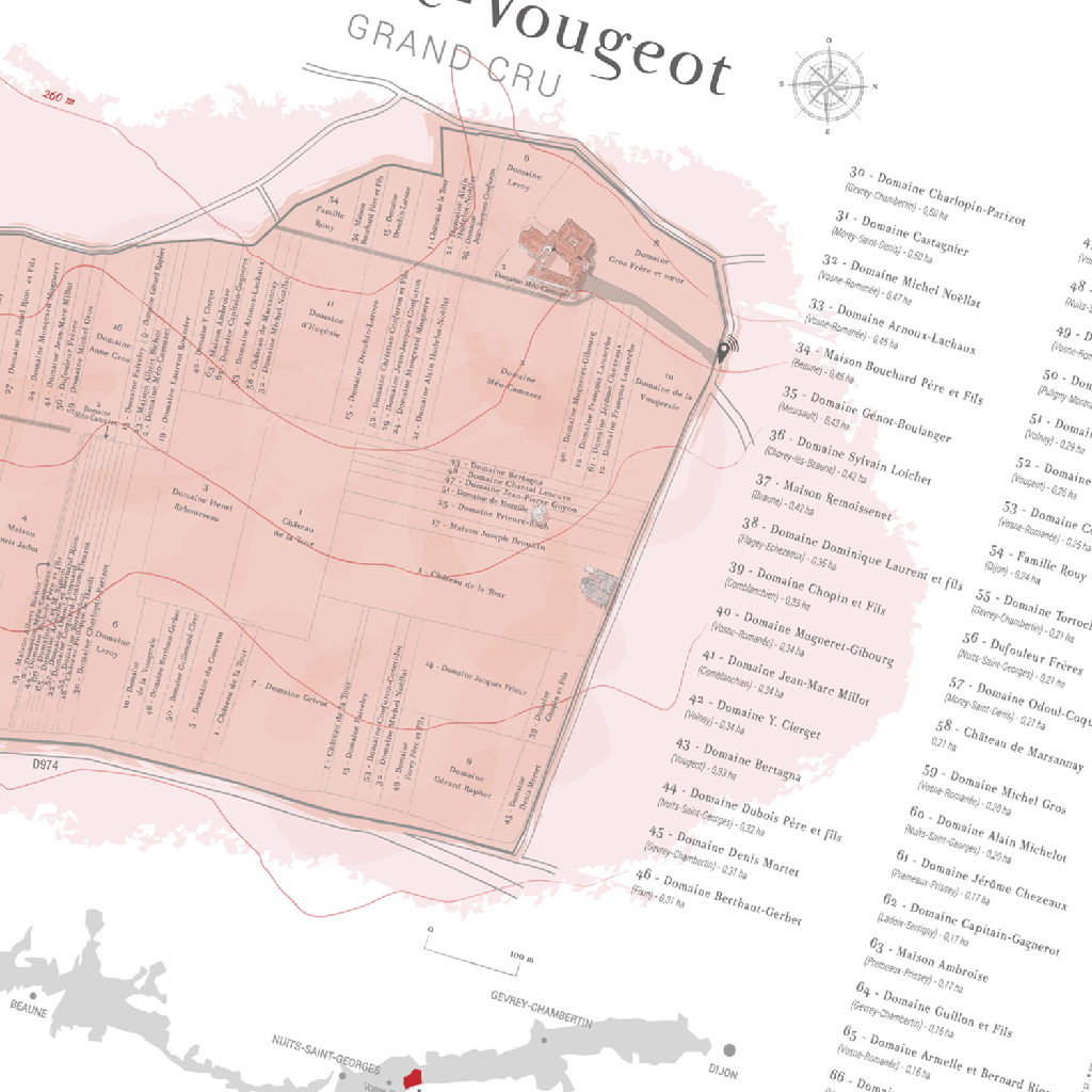 LAURENT GOTTI Clos-de-Vougeot Grand Cru Wine Map (FR)