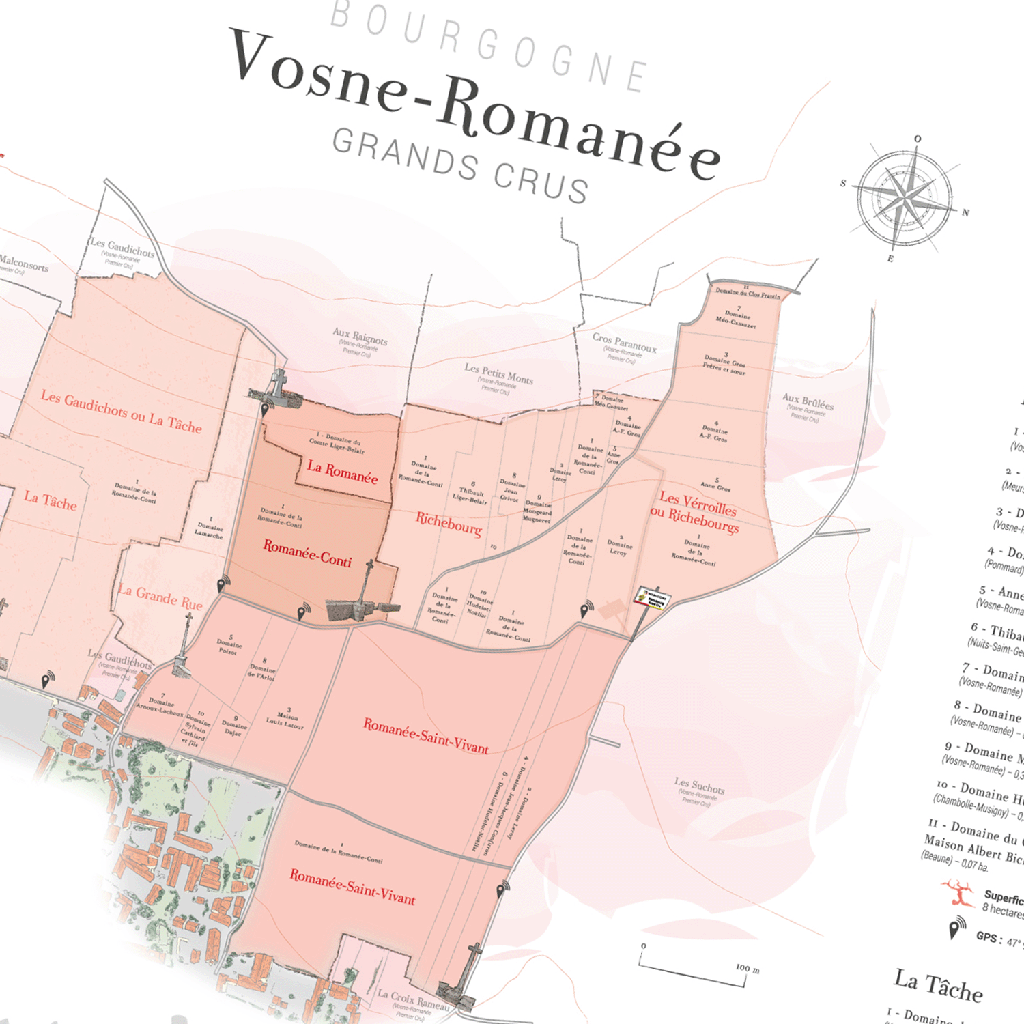 LAURENT GOTTI Vosne-Romanée Grand Crus Wine Map (FR)