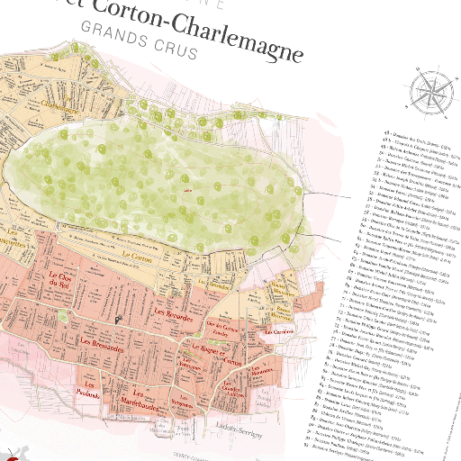 [S1039] LAURENT GOTTI Corton & Corton-Charlemagne Grand Cru Wine Map (FR)